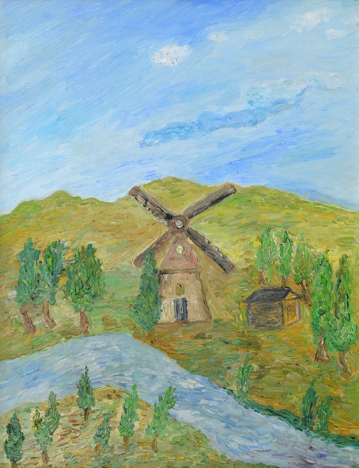 풍차가 보이는 풍경 33.4 X 45.5CM oil on canvas 2022