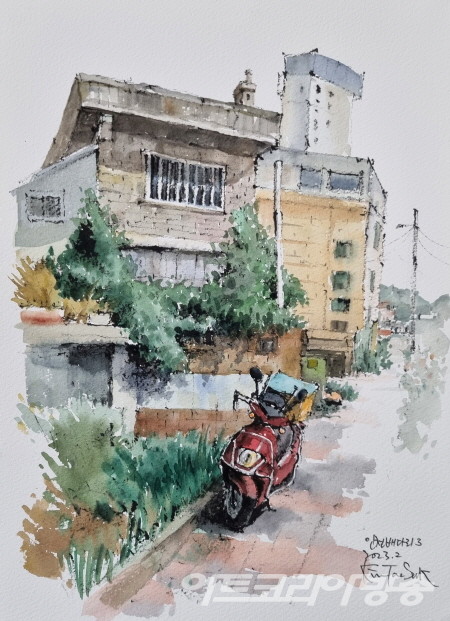 공모선정_김태석 作_배다리 어딘가_ 헤리티지300g 중목-먹물드로잉에 수채_2023