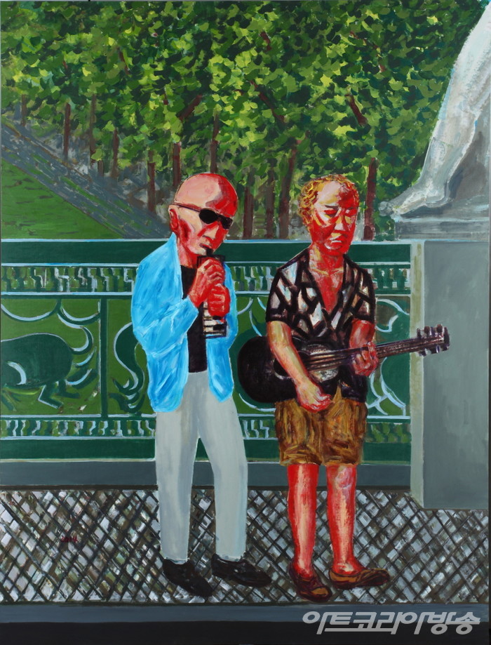 서용선 作_Mitte 다리 연주자들, Schlossbrücke buskers,Mitte 2012,2015 Acrylic on canvas 272 x 205cm 이미지 제공. 장디자인아트