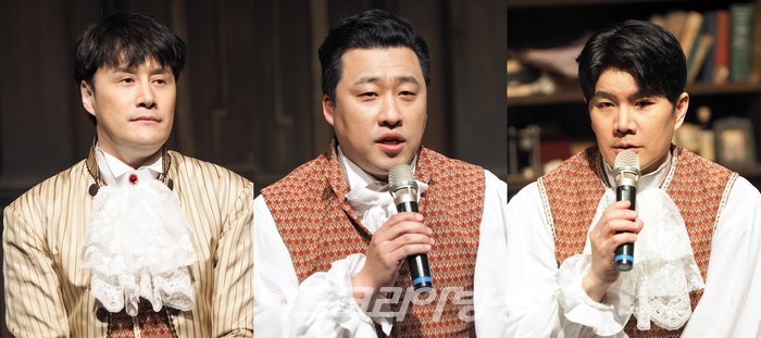 뮤지컬 '윌리엄과 윌리엄의 윌리엄' 프레스콜(윌리엄 사무엘 아일랜드 역 김수용, 원종환, 김경수) 2023.03.21 사진 ⓒ아트코리아방송 이용선 기자​​