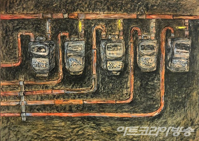 정명기, 오래된 흔적116.8 x 91.0cm, 장지에 혼합재료, 2020