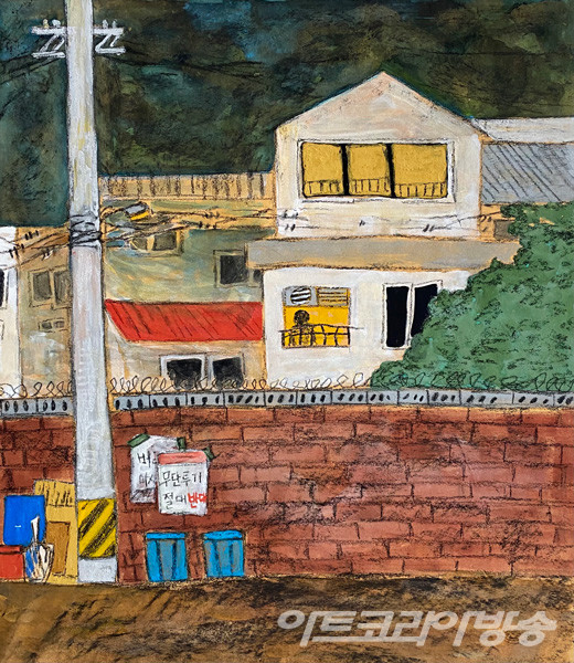 정명기, 누구야45.5 x 53.0cm, 장지에 혼합재료, 2021