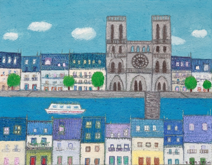 김현아 paris-notredame 40.9x31.8cm mixed media 2019