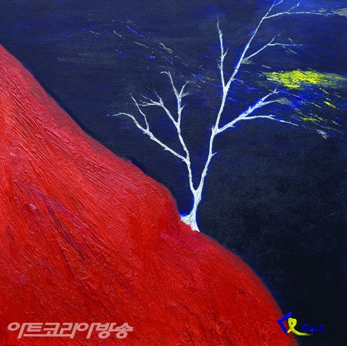          백지상, 案山_고통은 하늘로 뻗어가는 힘_50x50_oil on canvas_2018