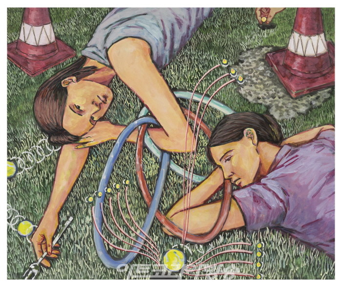 조민아_가만히 있는 척 장지에 채색60x72cm 2022