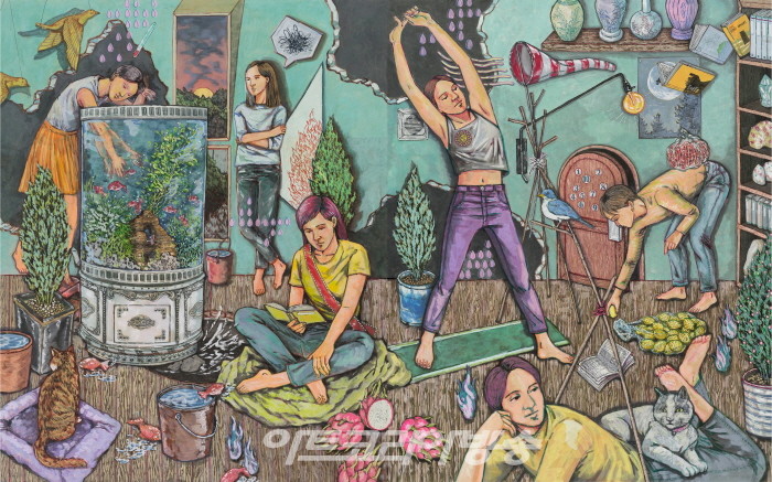 조민아_고도를 기다리며 장지에 채색 163x260cm 2022