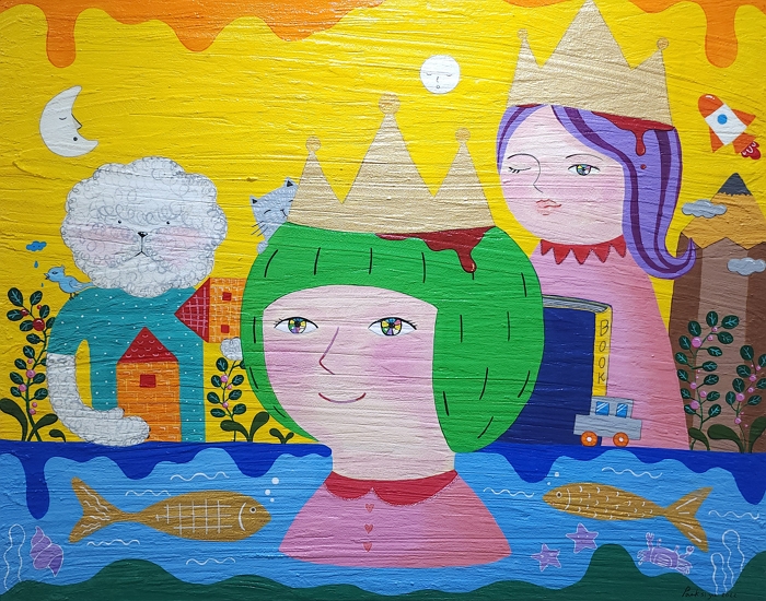  박시유 가족과 함께 살기 90.9x72.7 mixed media on canvas 2022