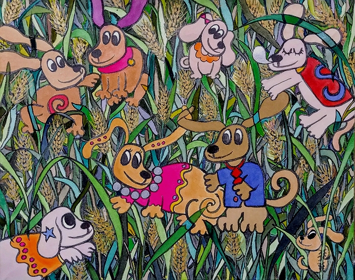 이화선  (Jjiny's dream) 46×38cm 장지에 분채 한지죽 2023