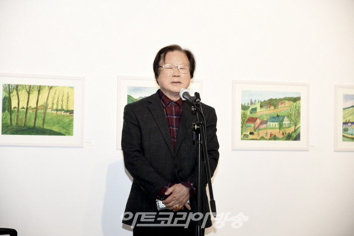 98세 정옥희 작품전 '자연의 풍경' 오프닝 행사-신작전 미술회 이태길 회장 축사