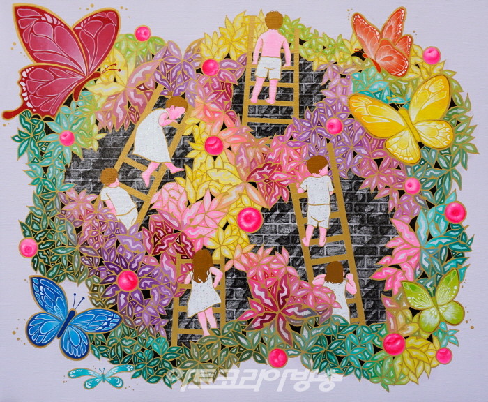 배상희, 너에게 닿기를 Acrylic and pencil on canvas 2022