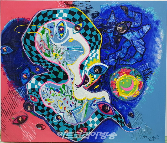 Muse Kim(김미영). Unique Muse Kim. . 45.5x53cm. Acrylic on paper. 2023.