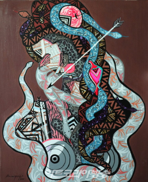 Muse Kim(김미영). Venus. 65.1x53cm. Acrylic on canvas. collage. 2021