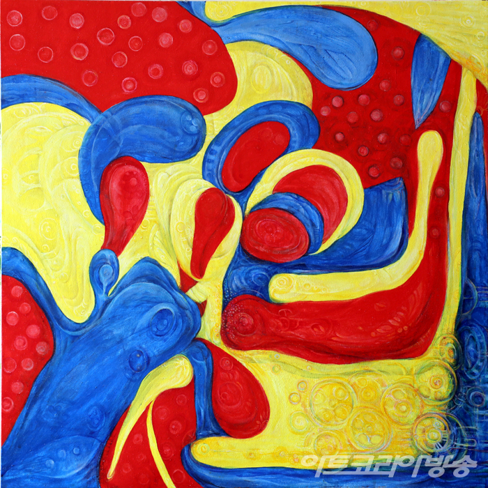 홍영숙 作 _ 쉬멍 놀멍Resting & Playing, 73 x 73cm, oil & egg tempera on canvas, 2022