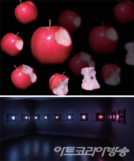 임용현 作_Apple Consume_홀로그래픽 장치_50x50x20cm_2019, Ed.12