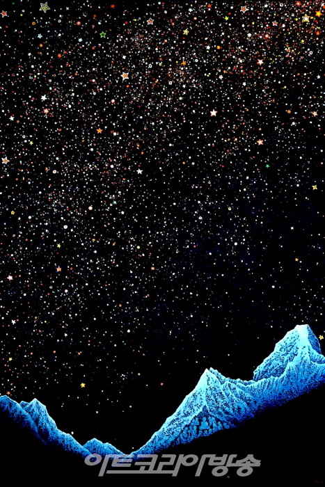 Meditation-별이 가득하니 사랑이 끝이 없어라, 한지에 채색, 130x194cm, 2023