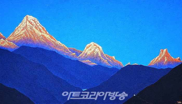 Meditation-빛의 사랑, 한지에 채색, 194x130cm, 2022