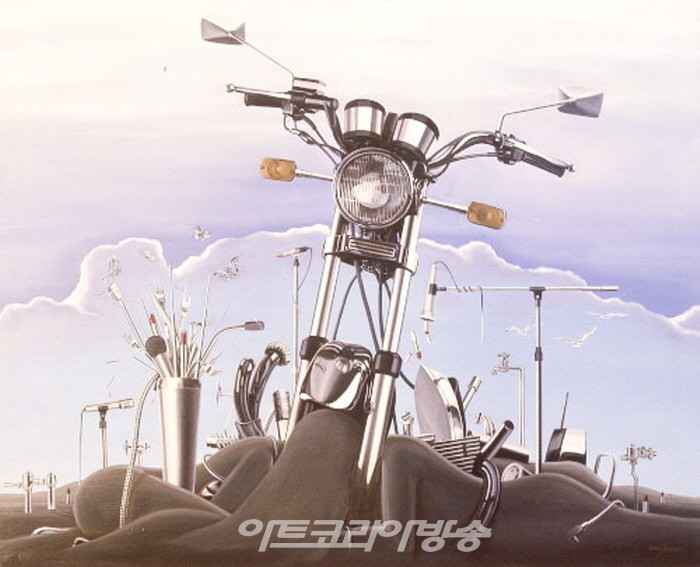 금속성시대의 은빛환상속에서_162.0x130.3cm_oil on canvas_1983