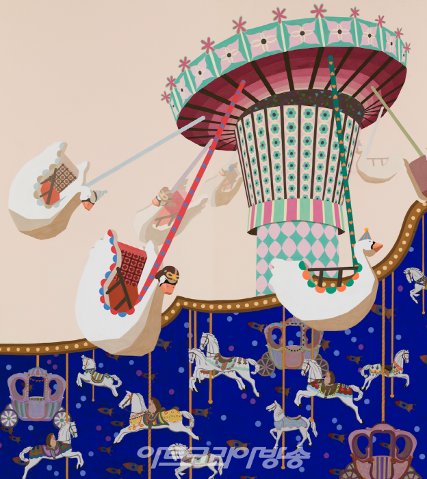 경서정, _다 잊어보는건 어때__, 장지에 채색, 200×90cm×2EA, 2021