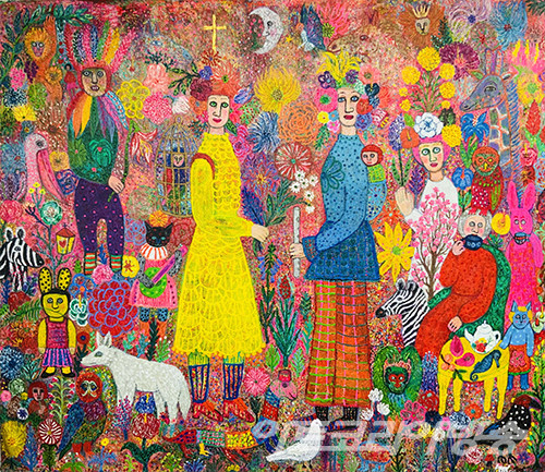 프리야 作 _ The Birdcatchers_270x230cm_mixed media on canvas