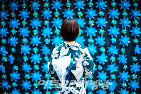 우메다이로 엔니치 소네치카·다이아몬드 지구 행사장의 바람개비 포토존