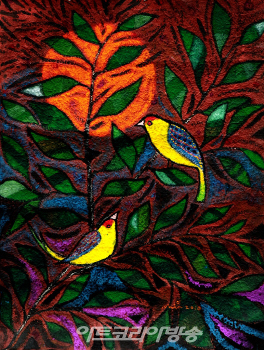 밤의 데이트 2023 (60호 130.3cmX89.4cm 요철지에 수간분채)