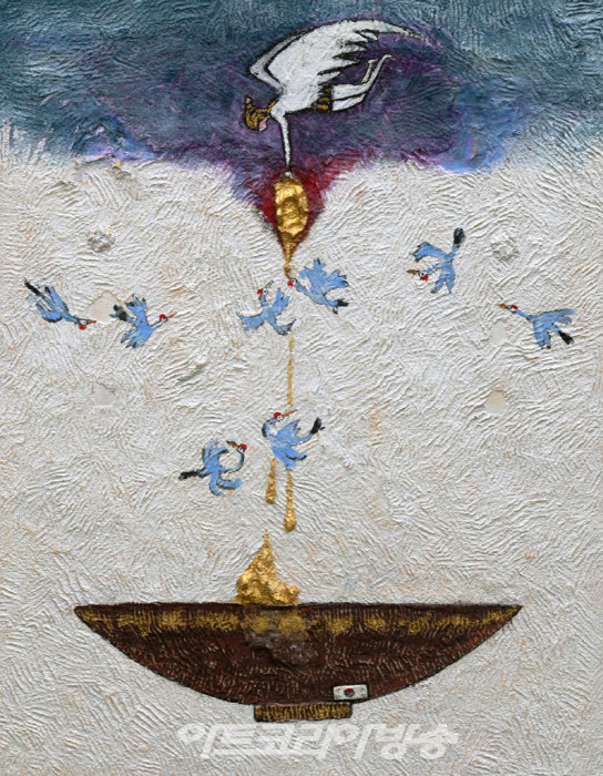 축복 2023 (50호 116.8cmX80.3cm 캔버스에 한지죽)