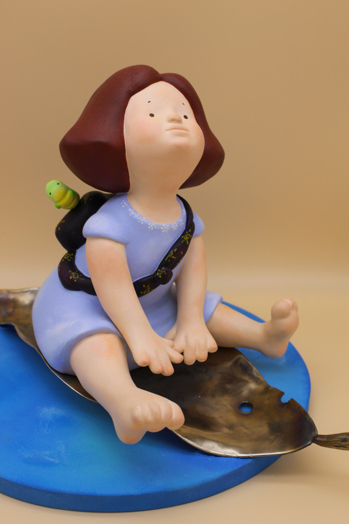 이브  - 노 젓지 않는 배, 400X340X270 레진에 아크릴 채색, 스테인리스 스틸 , 2022