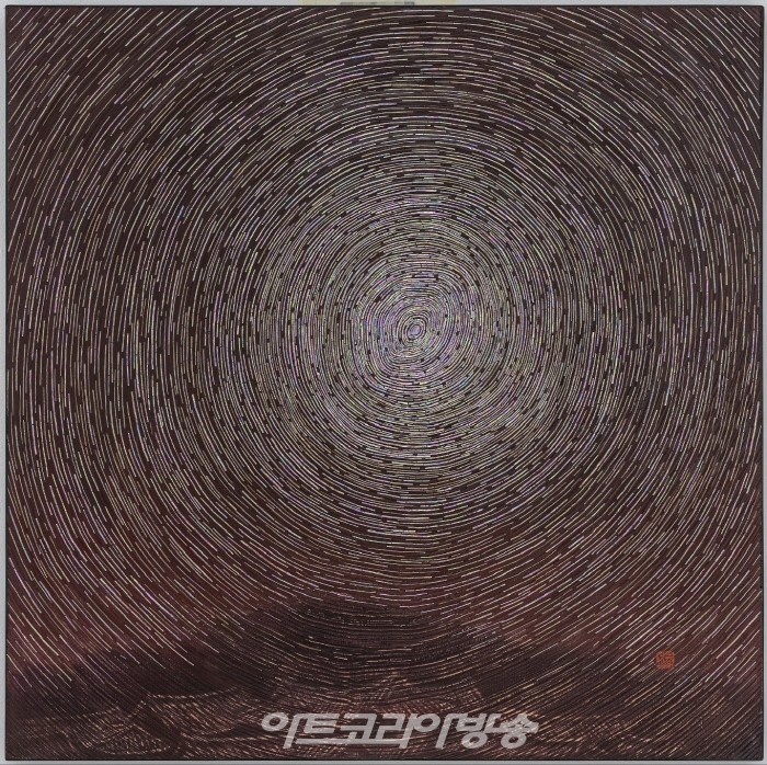 김덕용 Kim Duckyong, mother of pearl, 100x100cm, Mixed media on wood, 2023