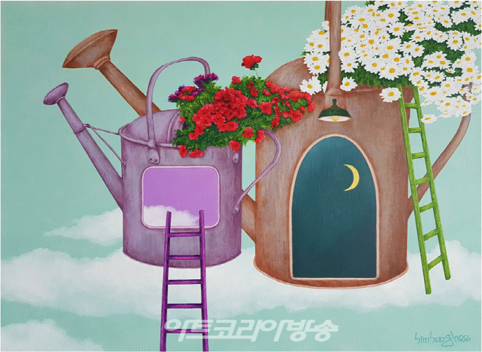 심성희, 화성인 지구 연애기, Oil on canvas, 72.7 × 53.0 cm, 2023