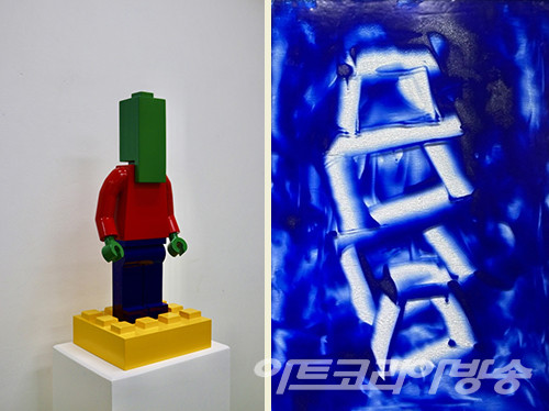 여찬흔 作_Long Man (LEGO)_Stainless steel_160x250x690mm_2021오종현 作_illusion_Glass_72x60cm_2023