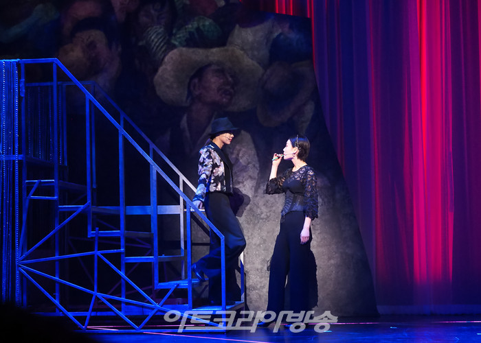 뮤지컬 '프리다' 프레스콜(프리다 칼로 역 김히어라, 디에고 역 스테파니). 2023.08.10 사진 ⓒ아트코리아방송 이용선 기자