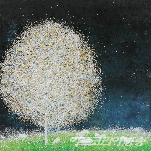 김정수 作 _ Tree of life-poem23_91x91cm_hanji on canvas_2023