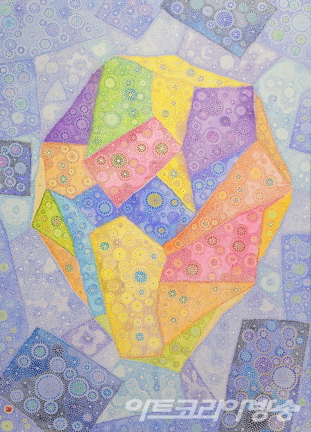 박재만 作 _ 색동별_100x73cm_한지에 타점묘채색_2023.01.15
