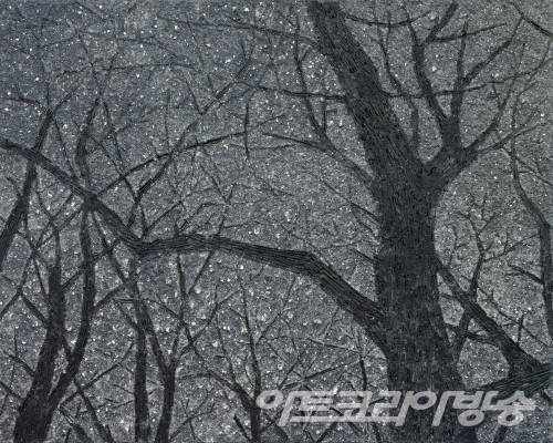 윤경 作_별이 빛나는 밤에_130.3x162.2cm_mixed media on canvas_2015 · Let’s Forest 2023, 서울