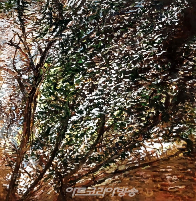 김용주,비자림에 부는 바람Ⅵ,91×91cm,Acrylic on canvas,2023