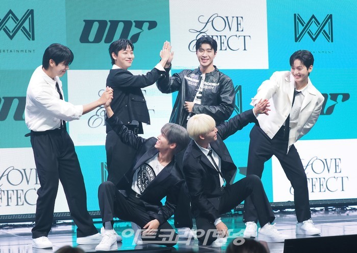 온앤오프(ONF) 7번째 미니 앨범 '러브 이펙트'(LOVE EFFECT) 발매 기념 쇼케이스(MK-유-이션-효진-제이어스-와이엇)  2023.10.04 사진 ⓒ아트코리아방송 이용선 기자