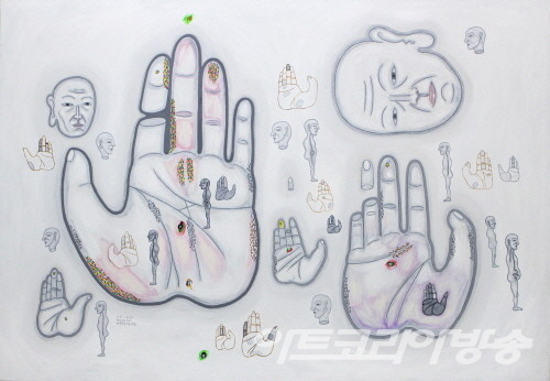 정복수 作 _ 자궁으로 가는 지도_캔버스에 아크릴_112.0x162.0cm_2021-2022