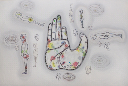 정복수 作 _ 자궁으로 가는 지도_캔버스에 아크릴_130.3x194.0cm_2022-2023