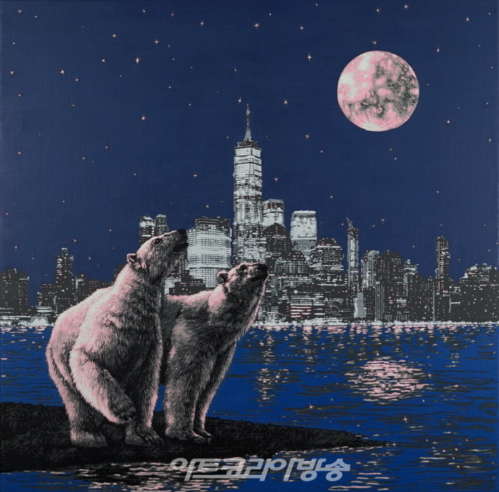 박기훈, 공존(共存)-2338, 72.7x72.7cm, Paint carving, 2023