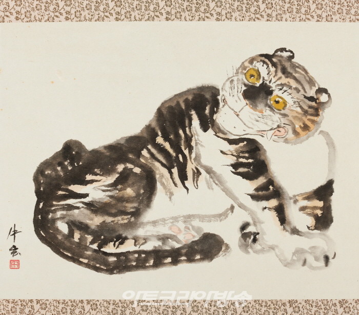 송영방, 호랑이, 연도미상, 종이에먹과 색, 40x52.2cm, 개인 소장