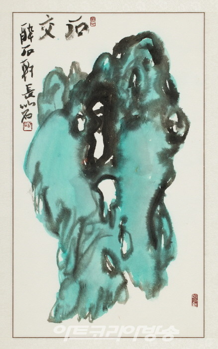 임송희, 석교, 2007, 종이에 먹과 색, 44x26.3cm, 개인 소장