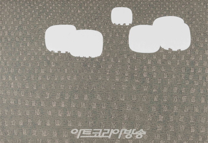 1_김형주, 마시멜로 7, 캔버스 한지에 아크릴릭 먹, 80.3 x 116.8cm, 2023