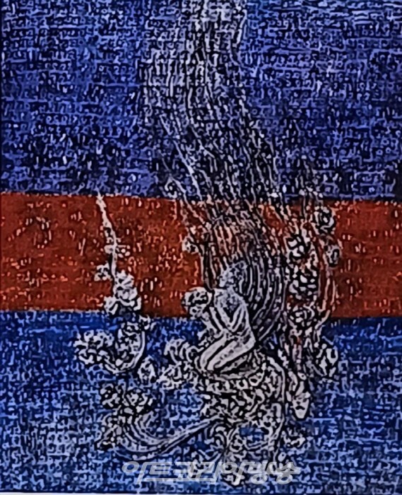 에밀레 종 문양과│마지, 아크릴, 먹, 유채│140.0 x 180.0cm, 2022