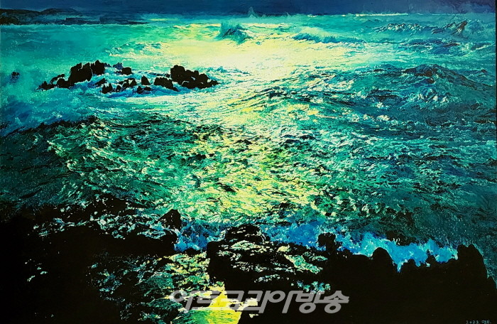 바다, 127.5x194cm, 장지에 아크릴, 2023