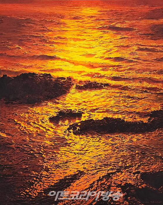 절정, 162x130cm,장지에 아크릴, 2022