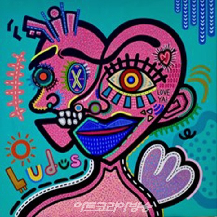 김유빈, LL (Ludus Love) 97x97cm acrylic on canvas 2022