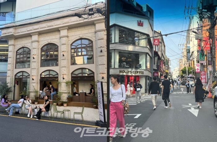 Figure 가로수길에 비해 유동인구가 많은 세로수길