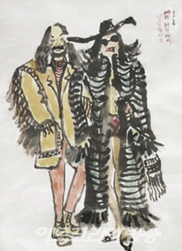 인물 스케치, 1971, 종이에 먹