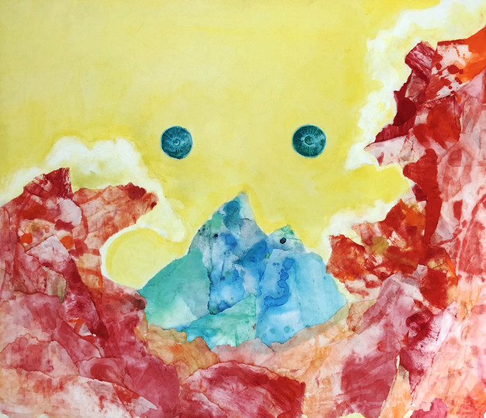 박소연, 비추다3, 45.5x53cm, 장지에 채색, 한지콜라주, 2022