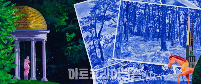 류지선, 피그말리온의 정원, 캔버스에 아크릴, 46x106cm, 2023